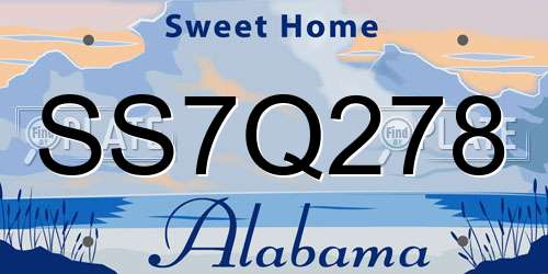 SS7Q278 Alabama License Plate