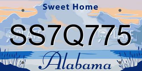 SS7Q775 Alabama License Plate