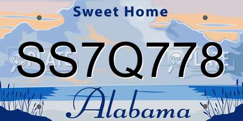 SS7Q778 Alabama License Plate