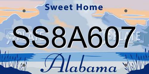 SS8A607 Alabama License Plate