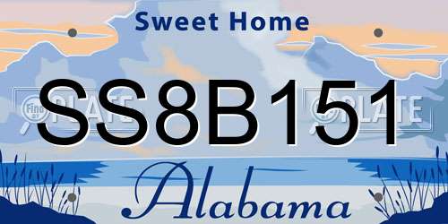SS8B151 Alabama License Plate