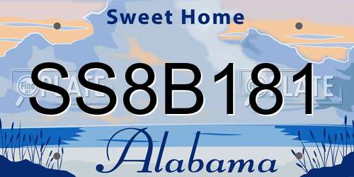 SS8B181 Alabama License Plate