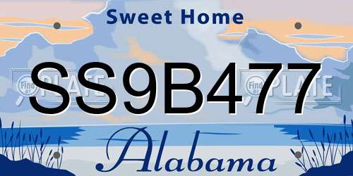 SS9B477 Alabama License Plate