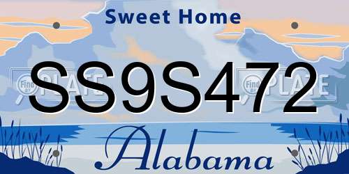 SS9S472 Alabama License Plate