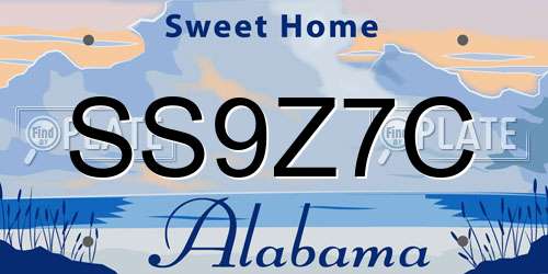 SS9Z7C Alabama License Plate