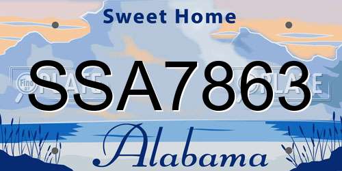 SSA7863 Alabama License Plate