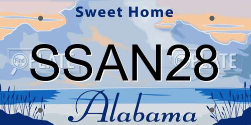 SSAN28 Alabama License Plate