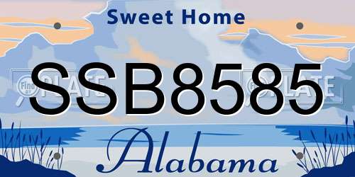 SSB8585 Alabama License Plate