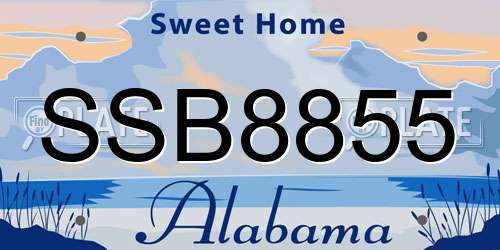 SSB8855 Alabama License Plate