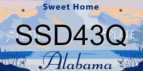 SSD43Q Alabama License Plate