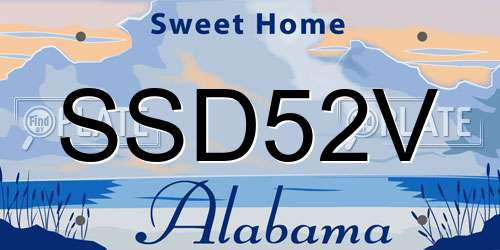 SSD52V Alabama License Plate