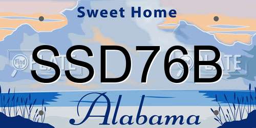 SSD76B Alabama License Plate