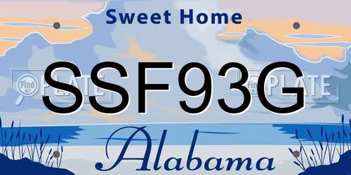 SSF93G Alabama License Plate