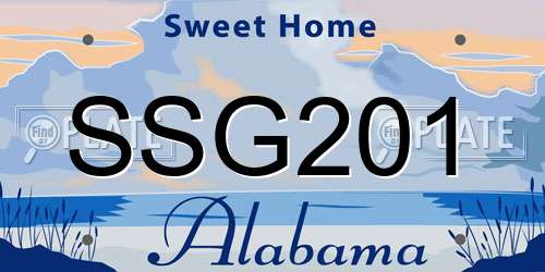 SSG201 Alabama License Plate