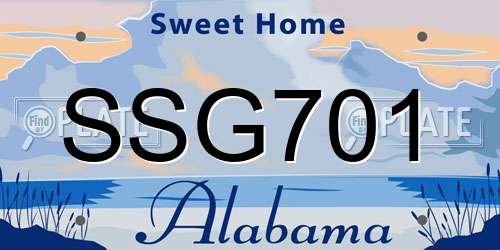 SSG701 Alabama License Plate