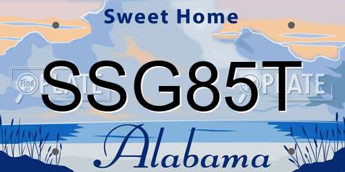 SSG85T Alabama License Plate