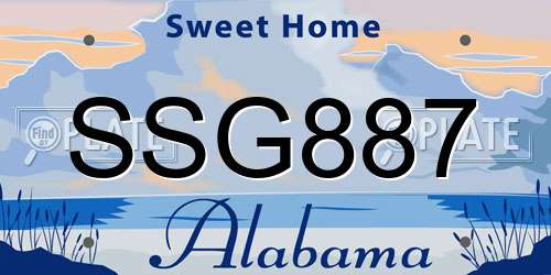 SSG887 Alabama License Plate