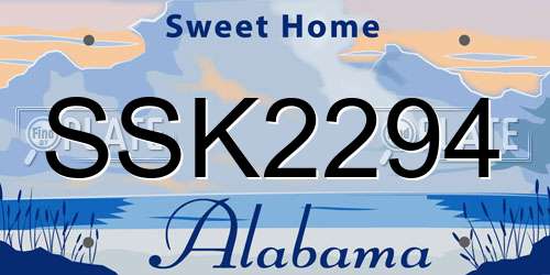 SSK2294 Alabama License Plate