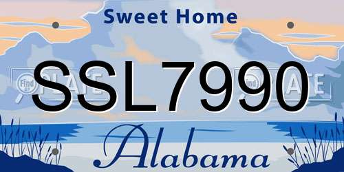 SSL7990 Alabama License Plate
