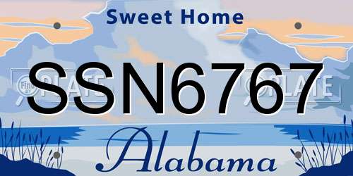 SSN6767 Alabama License Plate
