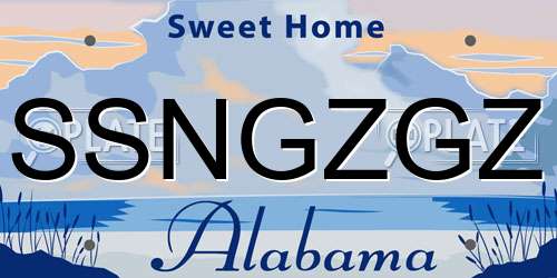 SSNGZGZ Alabama License Plate