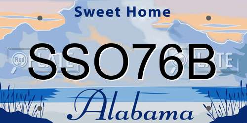 SSO76B Alabama License Plate