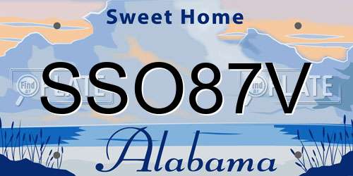 SSO87V Alabama License Plate