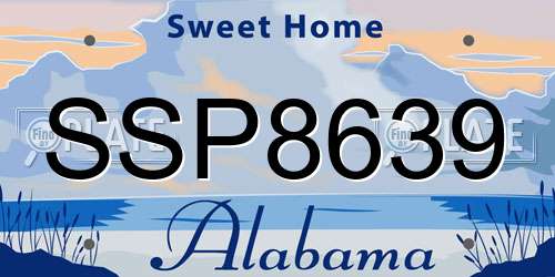 SSP8639 Alabama License Plate