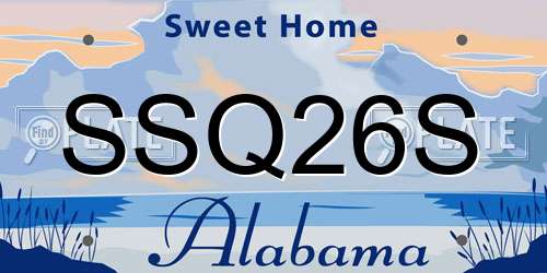 SSQ26S Alabama License Plate