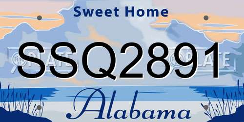 SSQ2891 Alabama License Plate