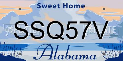 SSQ57V Alabama License Plate