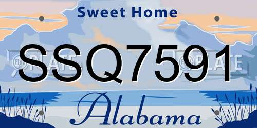 SSQ7591 Alabama License Plate