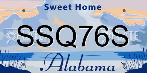 SSQ76S Alabama License Plate