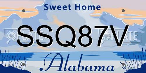 SSQ87V Alabama License Plate