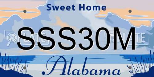 SSS30M Alabama License Plate