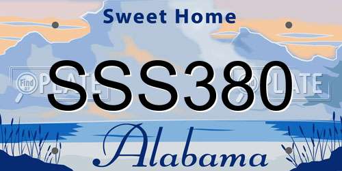SSS380 Alabama License Plate