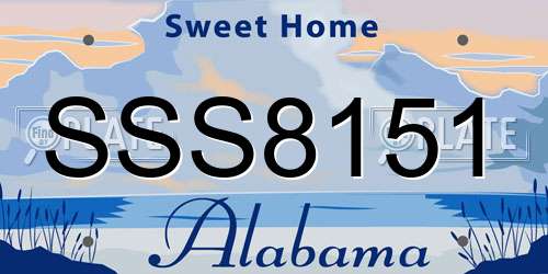 SSS8151 Alabama License Plate