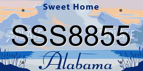 SSS8855 Alabama License Plate