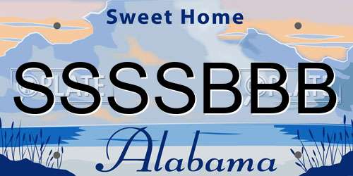 SSSSBBB Alabama License Plate