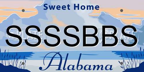 SSSSBBS Alabama License Plate