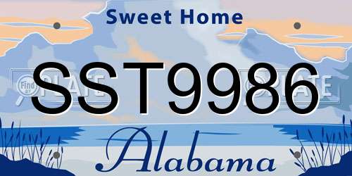 SST9986 Alabama License Plate
