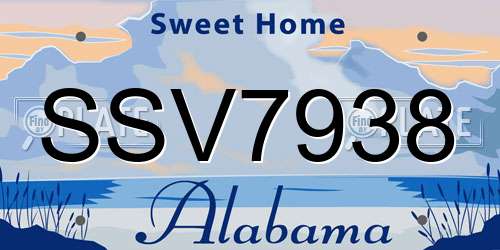 SSV7938 Alabama License Plate