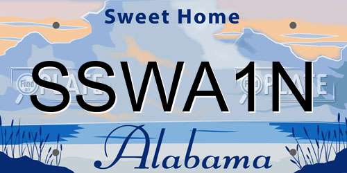SSWA1N Alabama License Plate
