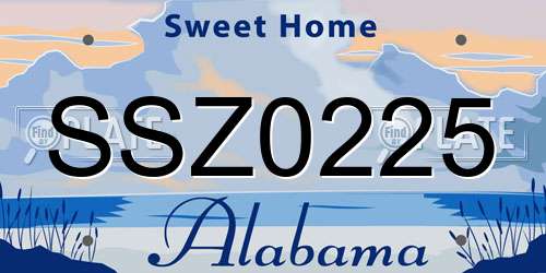 SSZ0225 Alabama License Plate