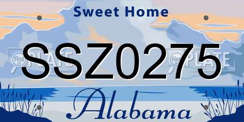 SSZ0275 Alabama License Plate