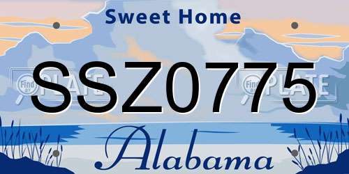 SSZ0775 Alabama License Plate
