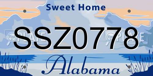 SSZ0778 Alabama License Plate