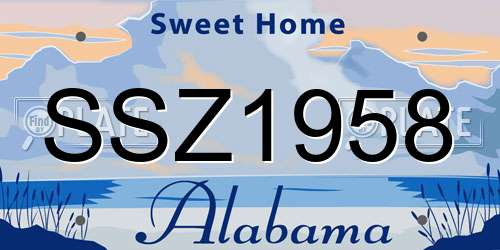 SSZ1958 Alabama License Plate