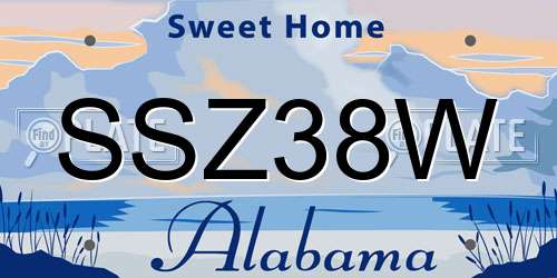 SSZ38W Alabama License Plate