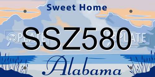 SSZ580 Alabama License Plate